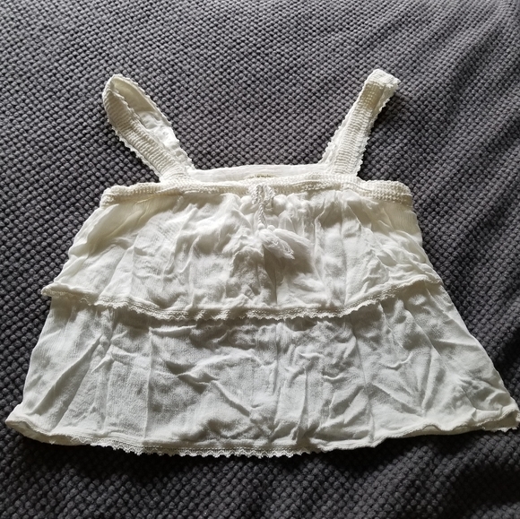 hippie laundry Tops - 🛍Large Boho Hippie Laundry White Crop Ruffle Tank